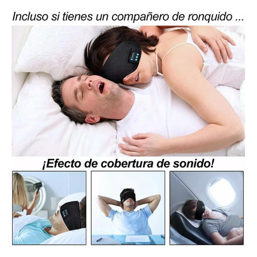 Antifaz Audífonos Bluetooth Inalámbricos Para Dormir Estéreo Negro Liso