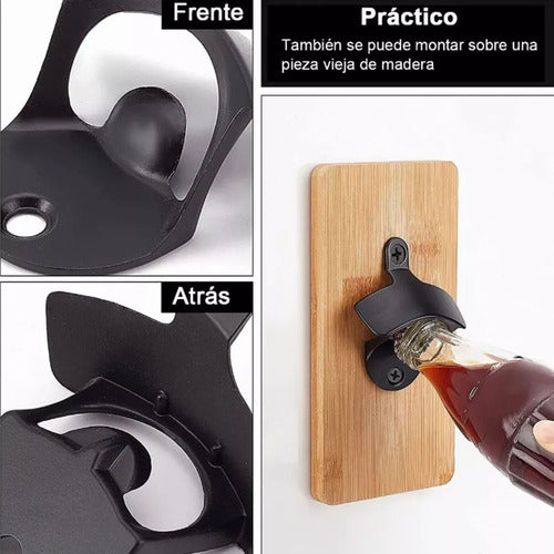 10 Destapador Abridor Botellas Cerveza Montaje Pared Norplat Negro