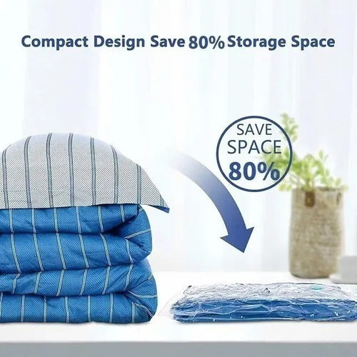 12 Bolsas Al Vacío Grandes - Comprimir Ropa Plumon - Norplat Transparente