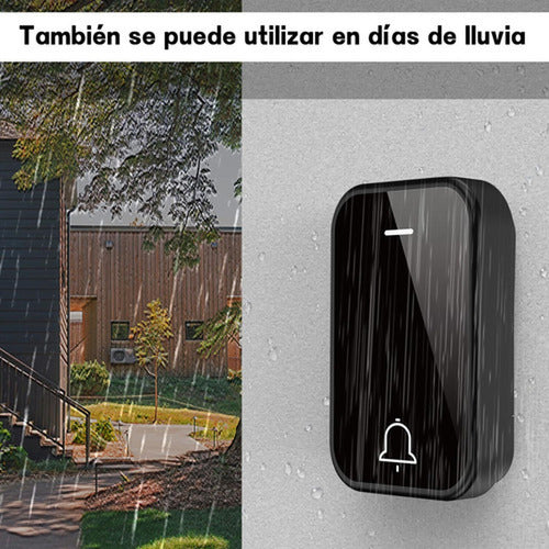 Timbre Inalambrico Exterior Portatil Autoalimentado Norplat Negro