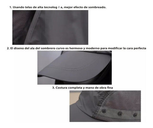 Sombrero Para El Sol Con Proteccion Uv Para Cuello Y Cara Gris Oscuro M