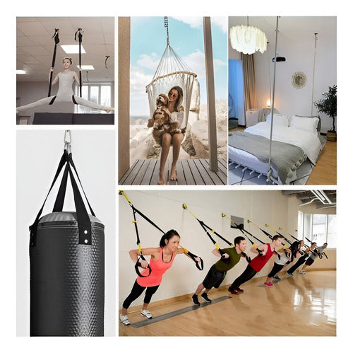 2 Gancho De Suspensión Anclaje Trx Yoga 90mm 500kg - Norplat Plateado