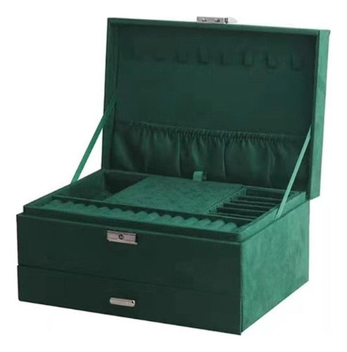 Maletin Joyero 3 Niveles Organizador De Joyas - Norplat Verde Oscuro