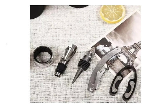Set Descorchador Y Accessorios Para Vino En Estuche Botella