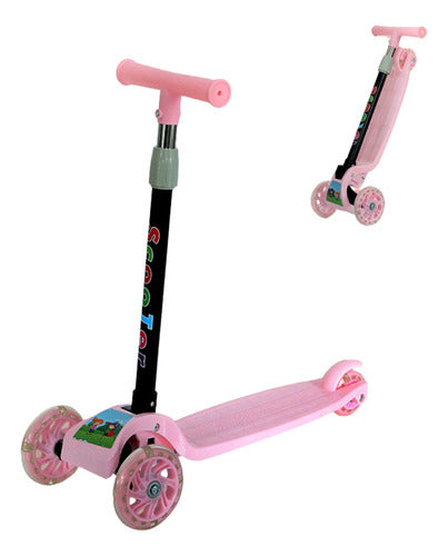 Scooter Rebelde Kids Con Luces Para Niños / Niñas Rosa Ositos