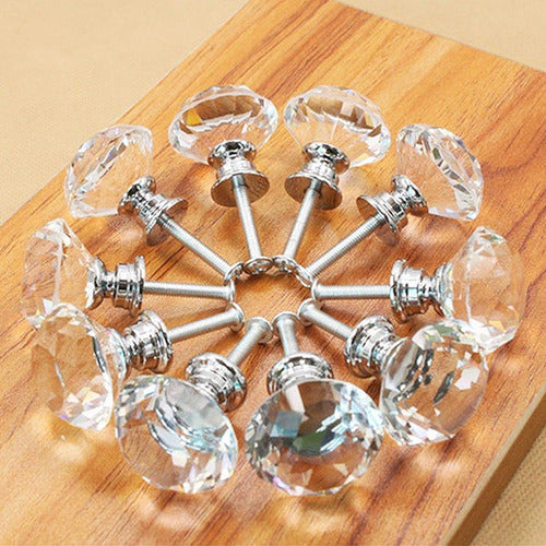 Tirador Cristal Forma Diamante Cajón Armario 10pcs - Norplat Plateado Diamante