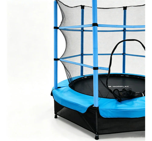 Cama Elástica Para Niños 1.4m Saltarina Trampolin - Norplat Negro Celeste