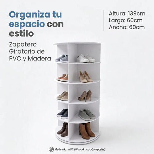 Organizador Estante Zapatero Giratorio 6 Niveles - Norplat Blanco