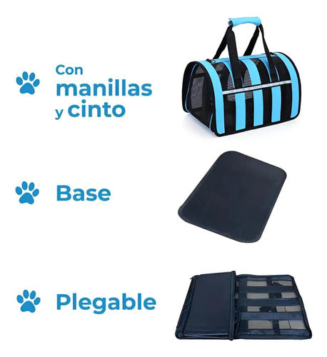 Bolso Transporte Mascota Norplat - Transportador Perro Gato Azul