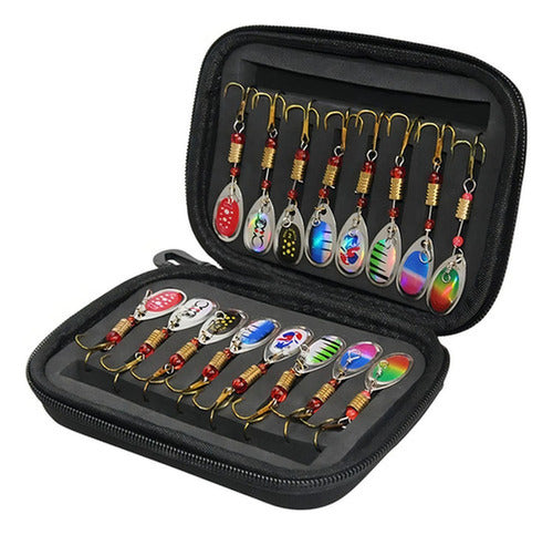 Set 16 Cucharas De Pesca Señuelos De Metal Mar Y Rio Norplat Negro