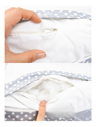 Almohada Maternal Cojín Lactancia Embarazada Guagua Norplat Gris Estrellas Blancas