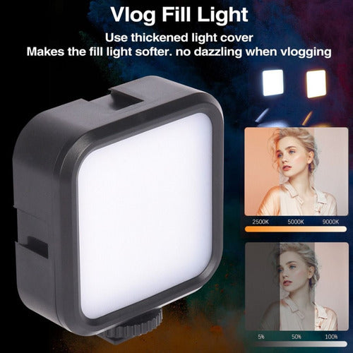 Foco Led Norplat Para Cámara Celular 3000-5500°k 1.2ah 800lm Negro Blanco Cálido Y Frío