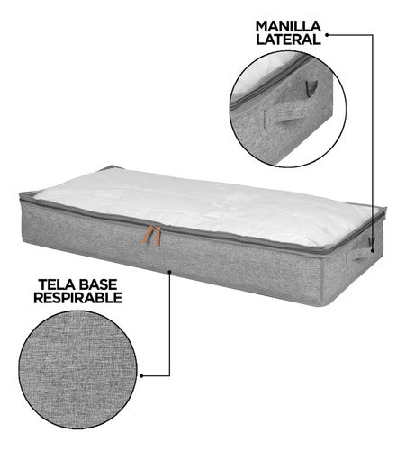 3 Bolsos Organizador De Ropa Ideal Bajo Cama 70 Lts Norplat Gris