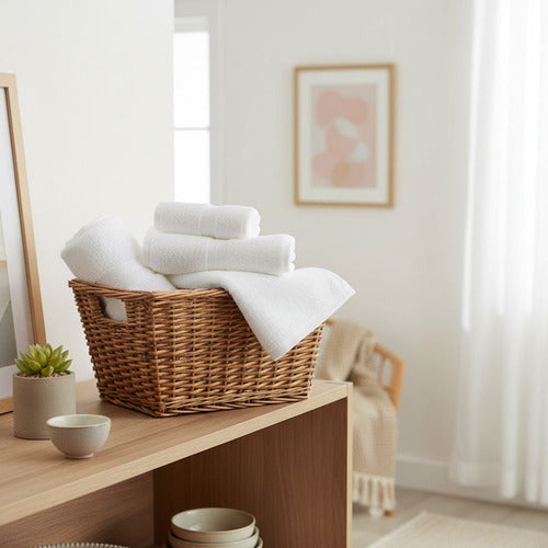 4 Toallas Mano Algodon Peluqueria Hotel Spa 35x75cm Norplat Blanco Lisa