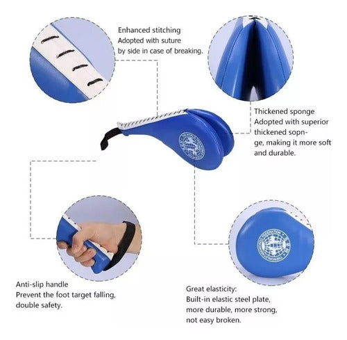 Paleta Doble Para Entrenamientos Golpes Taekwondo - Norplat Azul Standard Mundo