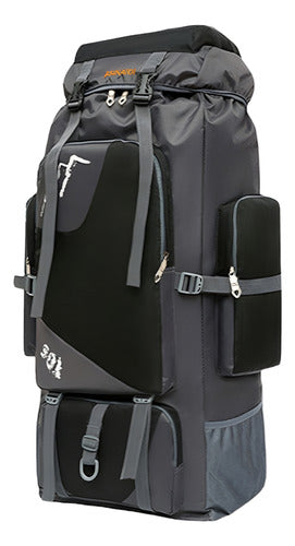 Mochila Impermeable Norplat 90l Para Camping Trekking Viajes Liso Negro