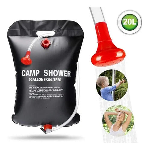 2 Ducha Portatil Recargable Norplat - Ducha Solar Baño 20lts Negro
