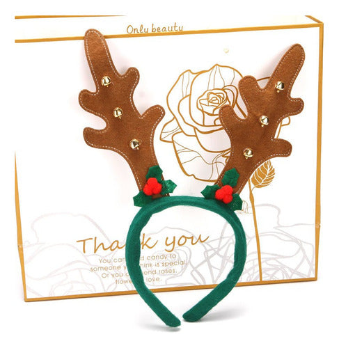 Pack 6 Cintillo Reno Navidad Orejas Cotillón Tiara - Norplat Verde