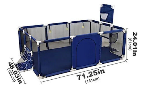 Corral Para Bebe Con Aro De Basket 180cm Seguridad - Norplat Azul