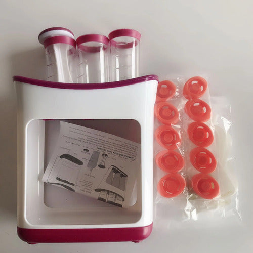 Dispensadora De Compota Norplat Papilla Niño + 10 Bolsas Blanco
