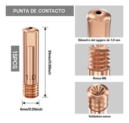 25u Punta Boquilla Contacto Soldadura 15ak Norplat