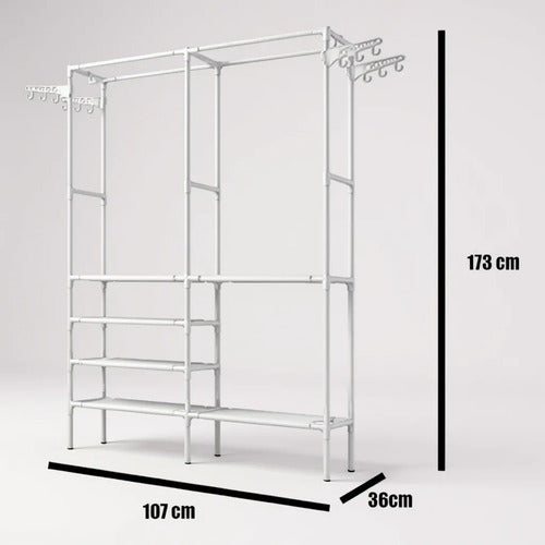 Organizador Ropa Colgador Perchero Con Estantes - Norplat Blanco