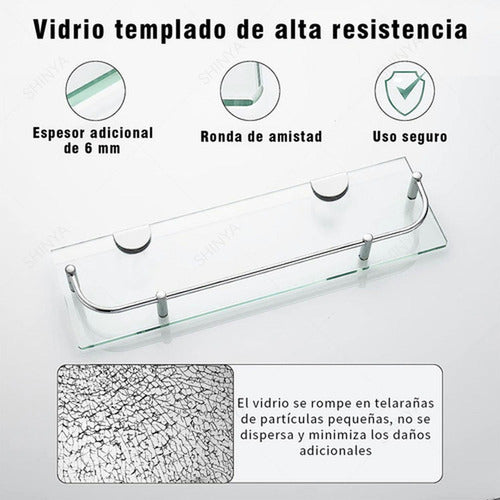 Organizador Ducha Repisa Baño Set 2 Vidrio Templado Norplat Plata