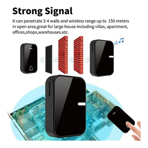 Timbre Inalambrico Exterior Portatil Autoalimentado Norplat Negro
