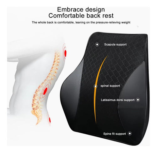 Cojín Lumbar Ortopédico Para Espalda Norplat Soporte Dorsal Negro Geométrico