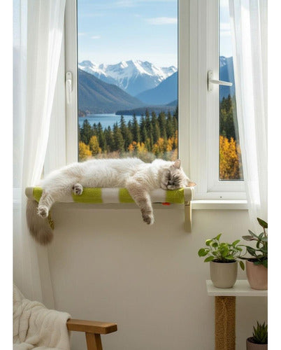 Cama Colgante Gato Hamaca Ventana Hasta 15kg - Norplat Verde Oliva Rayado