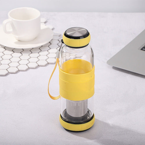 Botella Infusor Vidrio 550cc Difusor Te Bpa-free - Norplat Amarillo