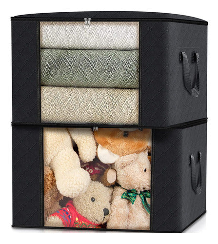 8 Bolsas Organizadoras 80 Litros - Ropa Juguetes - Norplat Negro Lisa