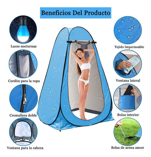 Norplat Carpa Vestidor Portatil Camping Ventana Ducha Baño Azul Claro