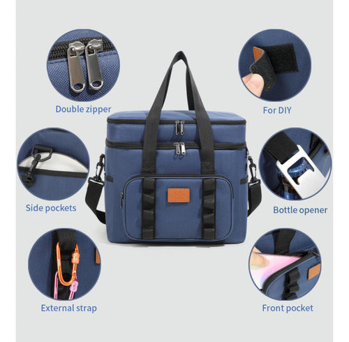 Bolso Cooler 24 Litros Termico Multi Compartimientos Norplat Azul