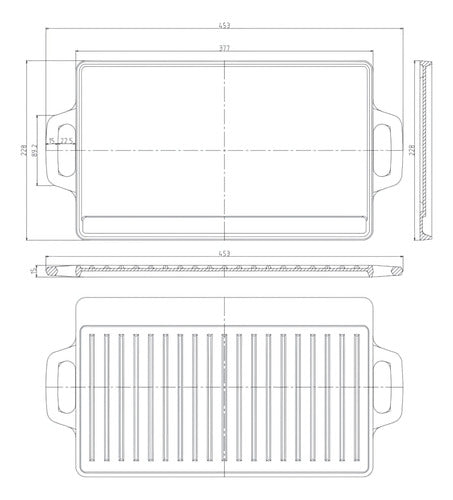 Plancha Churrasquera Norplat Hierro Fundido 2en1 45x22x1.5cm Negro