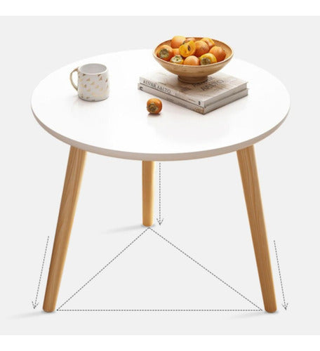 Mesa Centro Madera Norplat 50cm Redonda Minimalista Nordica - Blanco