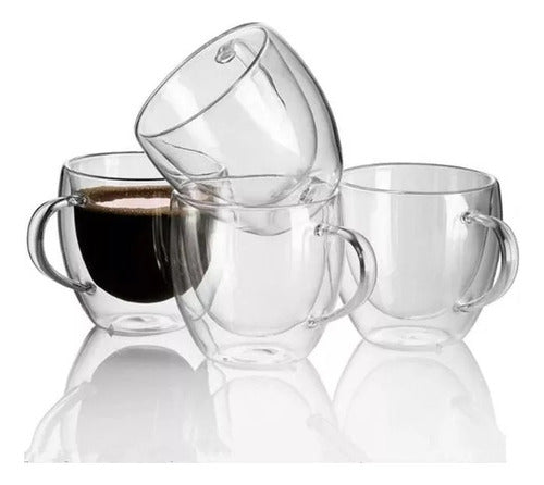 Taza Cafe Espresso Doble Pared 80ml Frio Caliente - Cukin Transparente Doble Vidrio 80