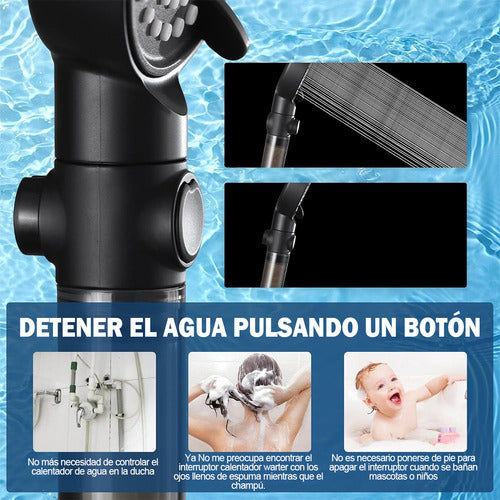 Kit Ducha Teléfono Manguera Con Soporte + 5 Filtro - Norplat Negro Mate