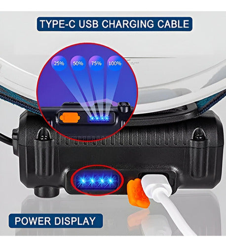 2 Linterna De Cabeza Recargable Led Potente Cintillo Norplat Negro