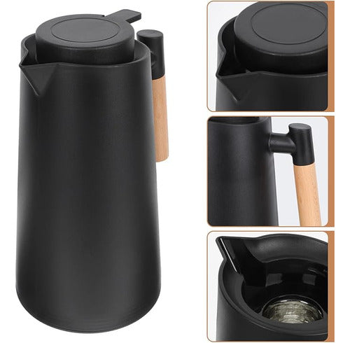 Jarra Termica Norplat 1 Litro Vidrio Aislante Calor Frio Negro