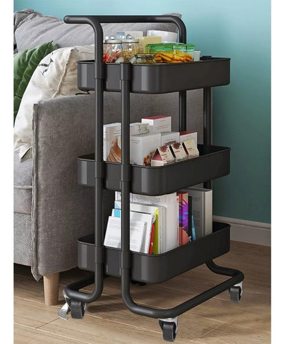 Carro Organizador Mueble Estante De Almacenamiento 3 Niveles Negro