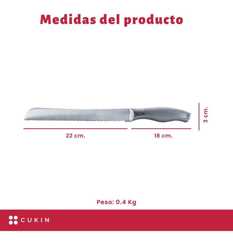 Cuchillo Aserrado Para Pan 20 Cm - Cukin Plateado