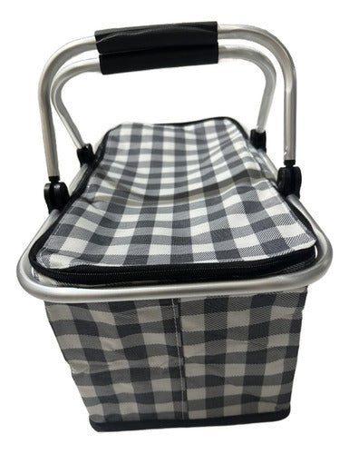 Cesta Bolso Cooler 30 Litros Térmico Plegable - Norplat Blanco Y Negro