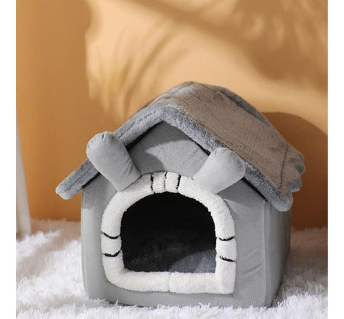 Cama Casa Iglu Felpa Suave Invierno Gatos Perros L - Norplat Gris Conejito