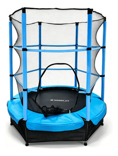 Cama Elástica Para Niños 1.4m Saltarina Trampolin - Norplat Negro Celeste