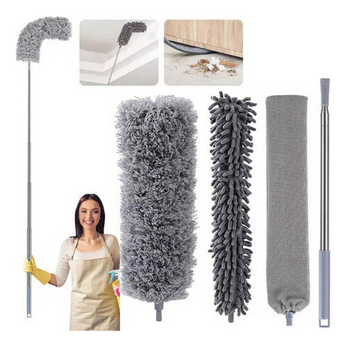Plumero 2.5m Retractil Microfibra Limpiador Polvo - Norplat Gris