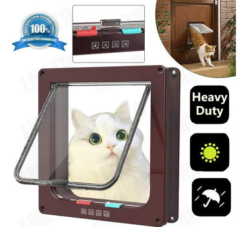 Norplat Puerta Para Gato Perro Mascotas 4 Modos Bloqueo Xl Marrón Oscuro