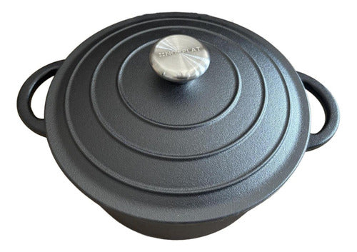 Olla De Hierro Fundido 24 Cm 3.5 Lts - Va Al Horno - Norplat Negro