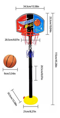 Set De Basketball Para Niños Aro Basquetbol Portátil Norplat Rojo