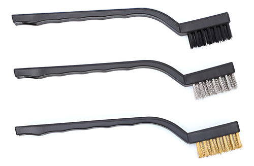 Set 3 Cepillos Limpieza Accesorios Hogar Oxido Auto Negro